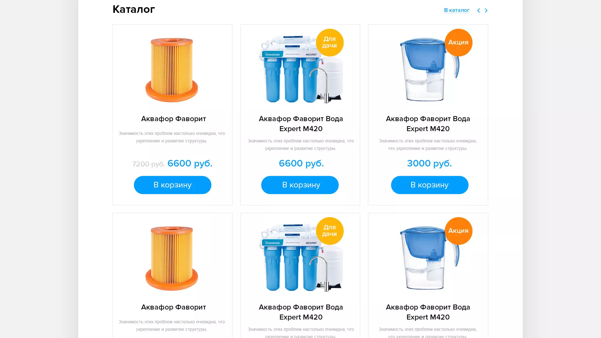 Создание интернет-магазина «Водолей» по продаже фильтров очистных сооружений в Муроме