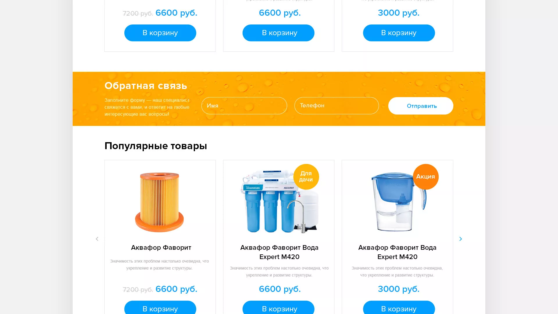 Создание интернет-магазина «Водолей» по продаже фильтров очистных сооружений в Муроме