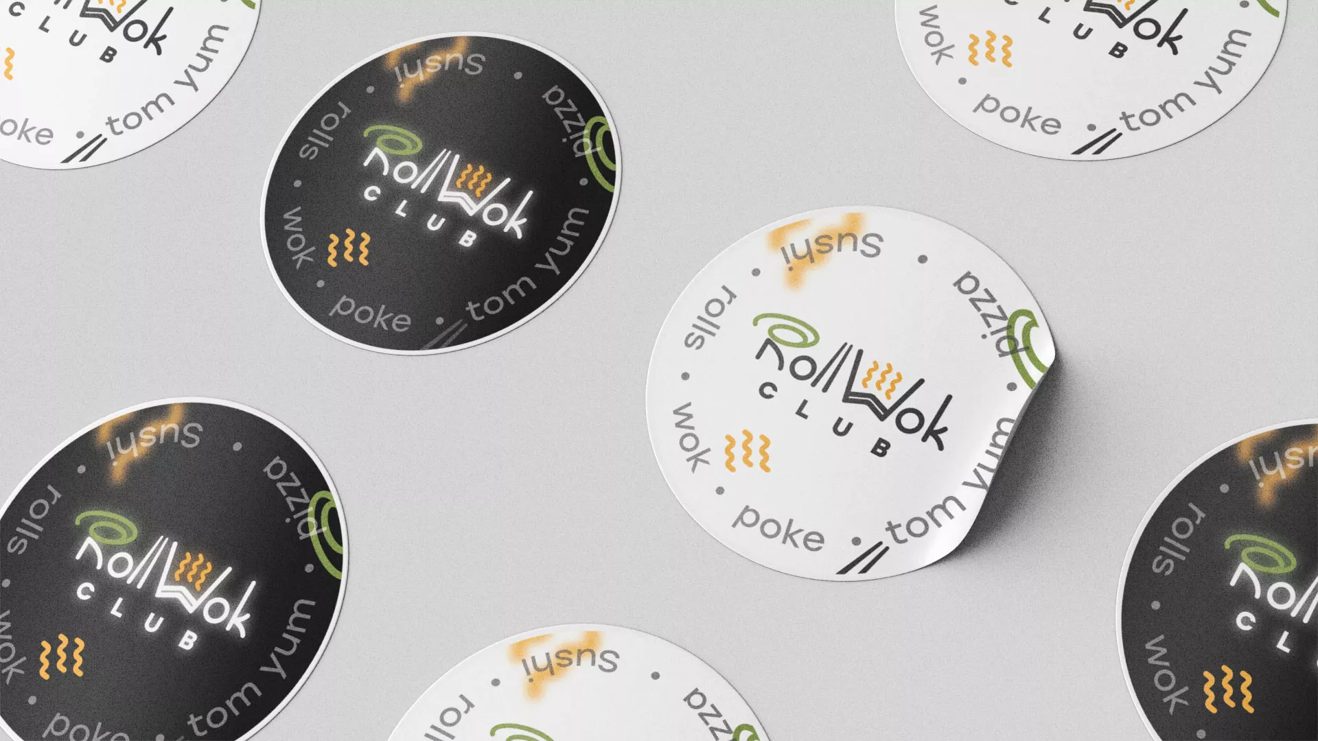 Разработка наклеек для суши-бара «Roll Wok Club» в Муроме