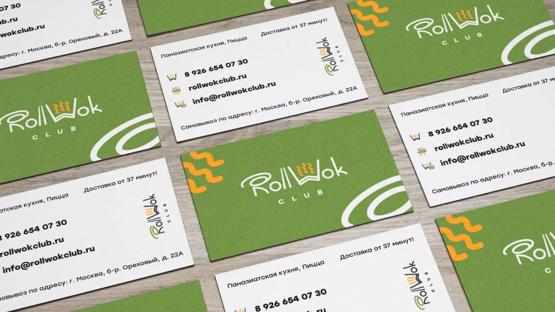 Разработка дизайна визиток суши-бара «Roll Wok Club» в Муроме